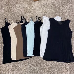 S/M Bundle of Eight Camisole Tanks Black Blue White Brown Tan DownEast Modbe …
